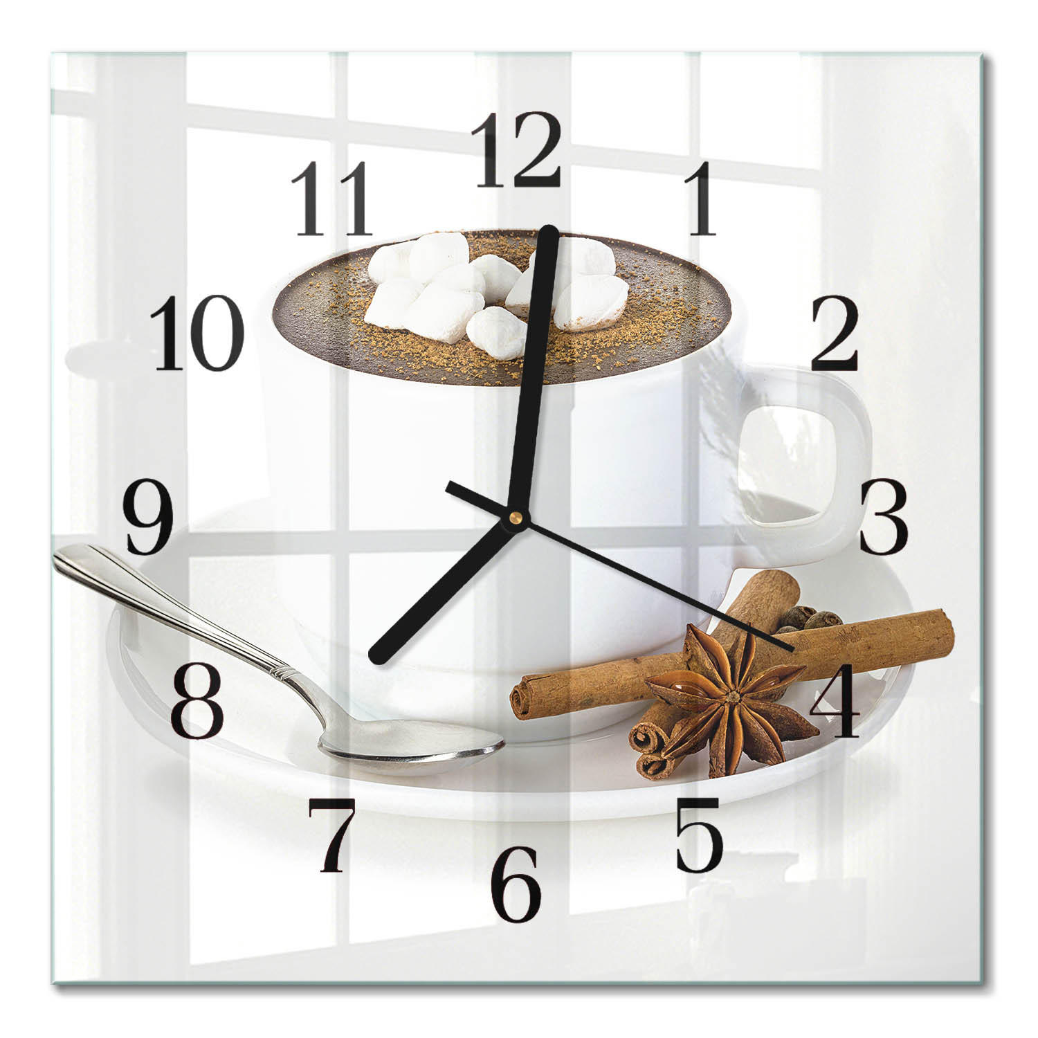 WANDUHR 30x30 cm - Schokolade - Weiß, Glas (30/30/0.4cm) - TULUP