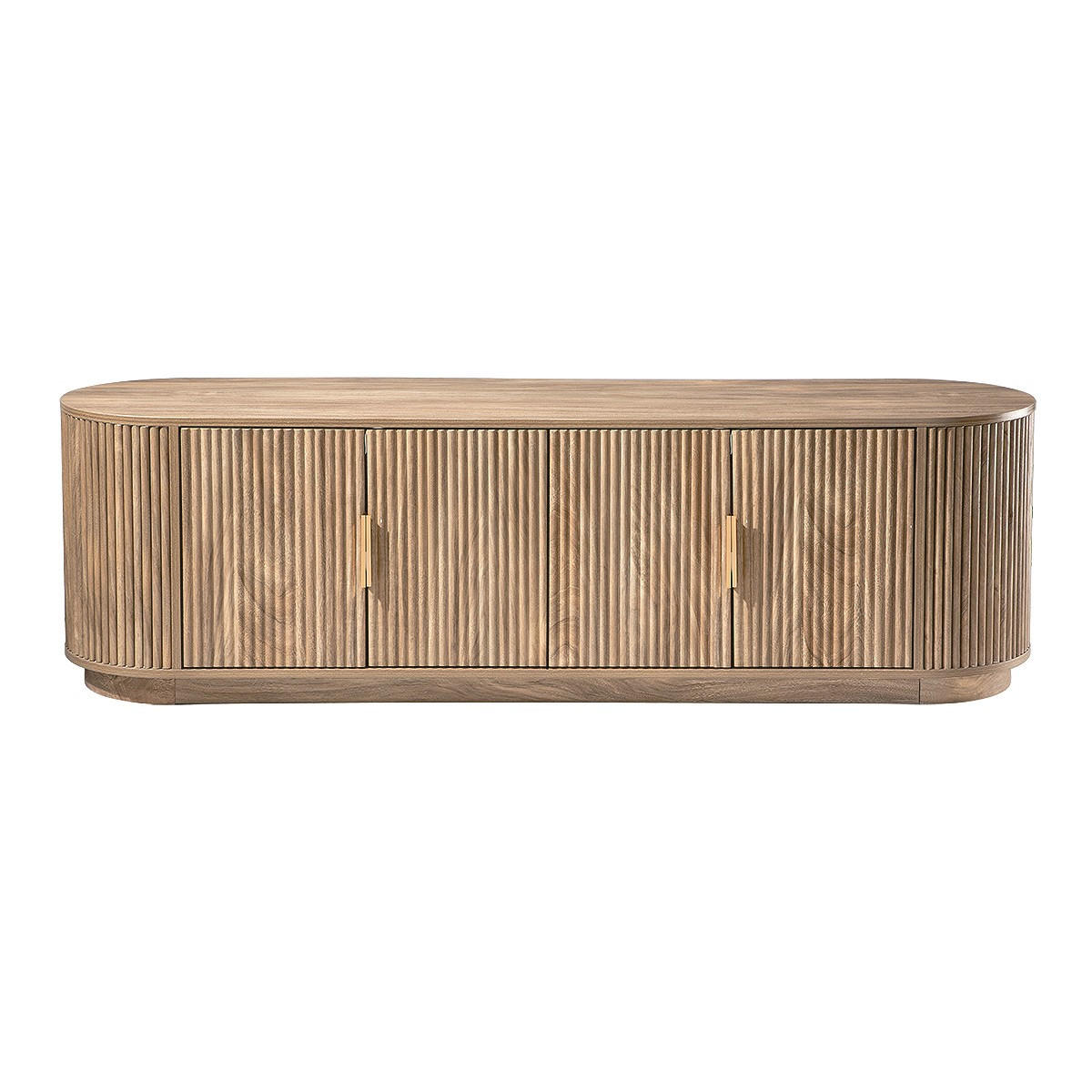 TV-LOWBOARD mit 4 Türen in Eichenoptik und Lamellenfronten 40/48/160 cm - Apfelbaumfarben, Holzwerkstoff (40/48/160cm) - Calicosy