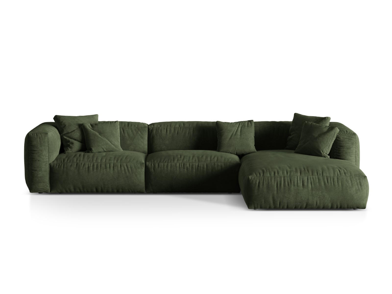 ECKSOFA modular rechts Martina aus Samt grün 3 Sitzplätze - Grün, Textil (176/332cm) - Micadoni