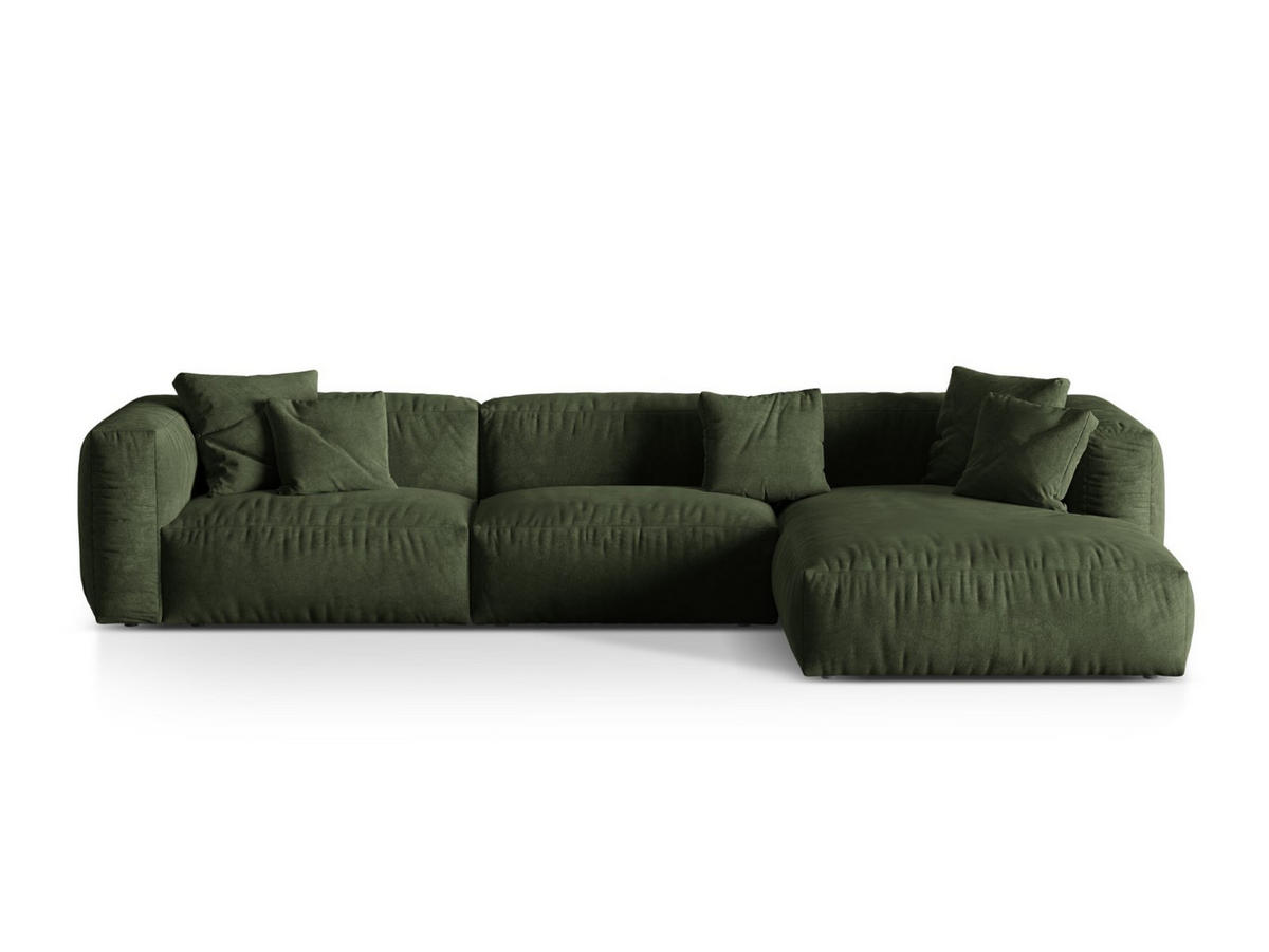ECKSOFA modular rechts Martina aus Samt grün 3 Sitzplätze - Grün, Textil (176/332cm) - Micadoni
