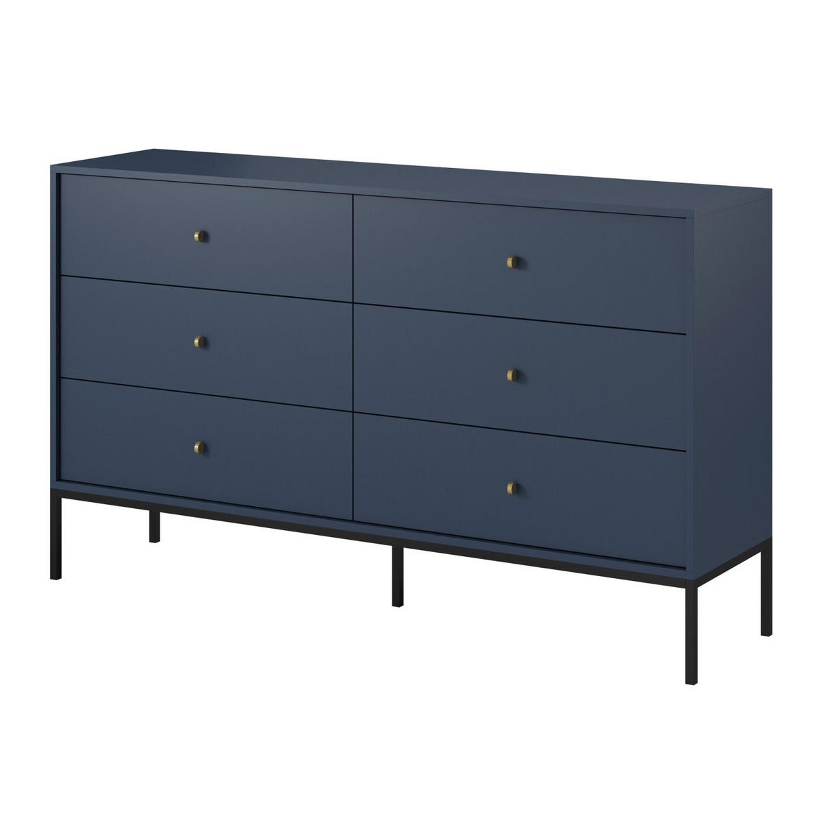 KOMMODE Monne Dunkelblau mit Metallbeinen 154 cm - Goldfarben/Schwarz, Holzwerkstoff/Metall (154/91/39cm) - Selsey