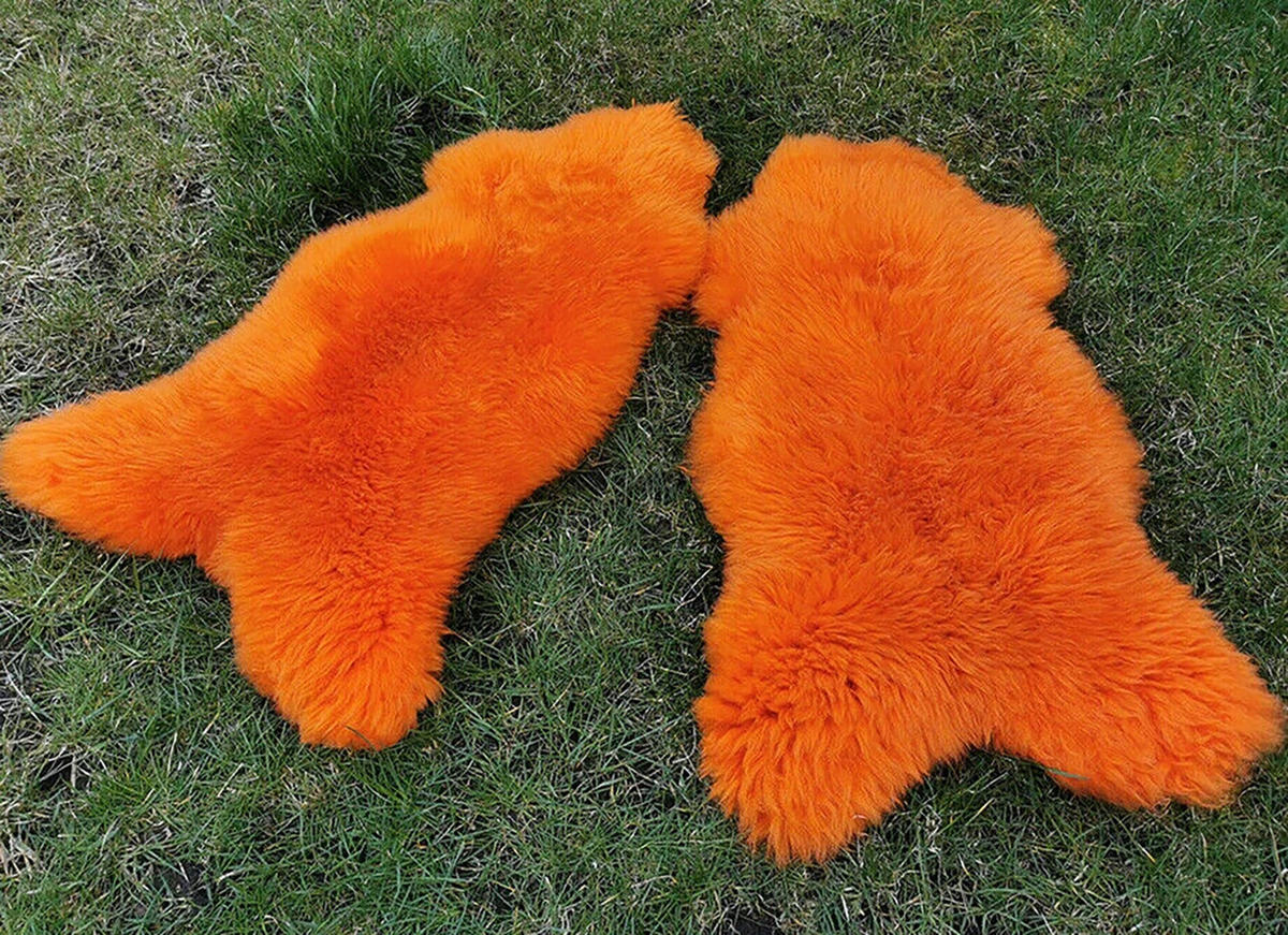 LAMMFELL Öko bunt gefärbt weich Fell Teppich Orange ca. 90 cm - Orange, Fell (50/90cm) - Provellus
