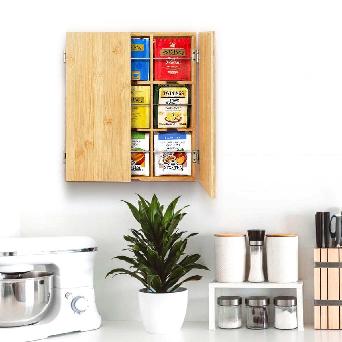 TEEBOX - Hellbraun, Holz/Metall (26.5/31/7cm) - Relaxdays