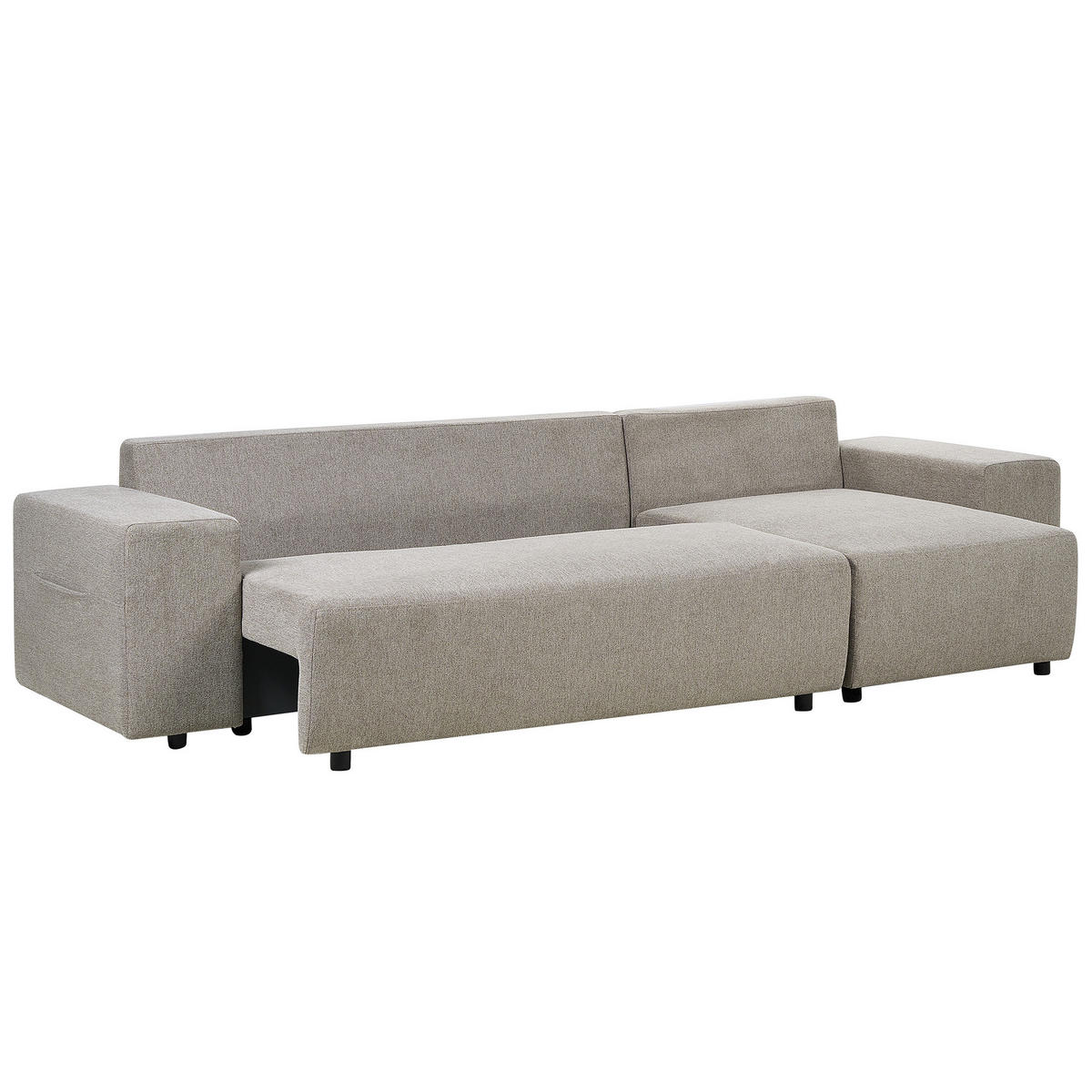3-SITZER-ECKSOFA taupe rechtsseitig mit Schlaffunktion Stauraum Luspa - Schwarz/Braun, Textil (294/130cm) - Beliani