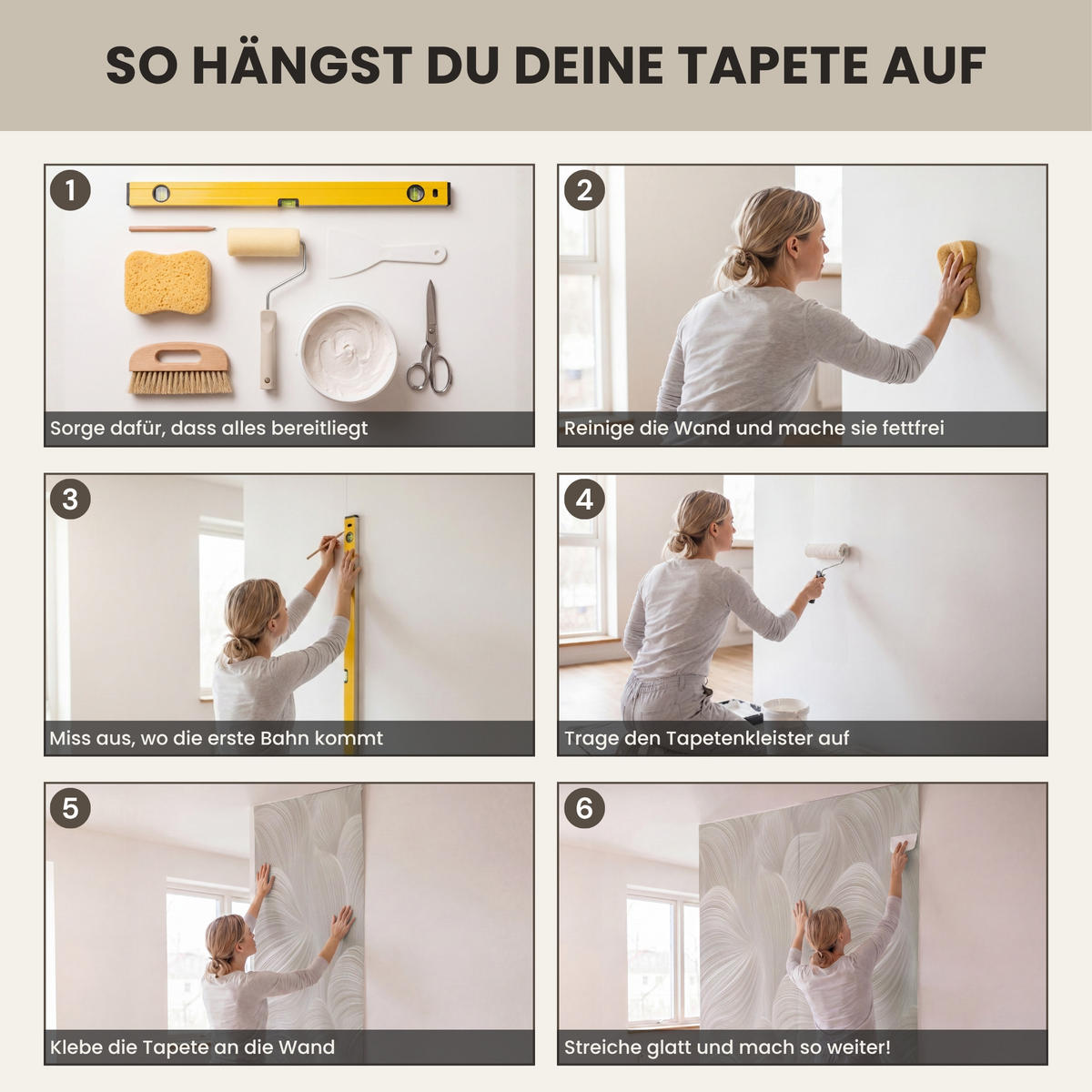 TAPETE - Lines - Ventilator - Beige - 500x220 cm - Creme, Papier (500/220cm) - OnlyWow