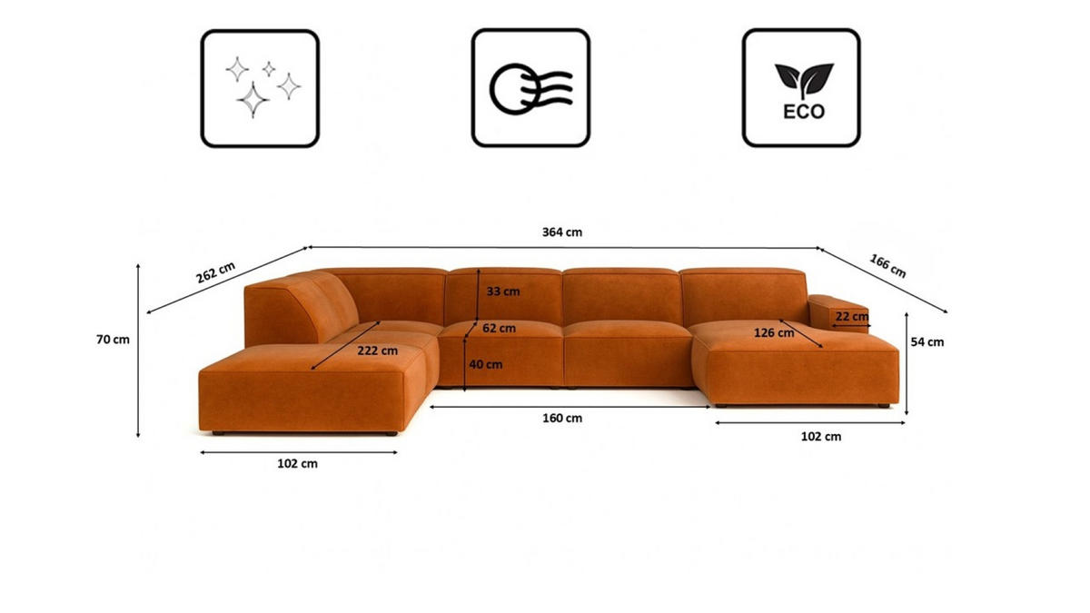 ECKSOFA Cursal V, Stoff Salvador, Braun, Links - Braun, Holz (364/262cm) - Kaiser Möbel