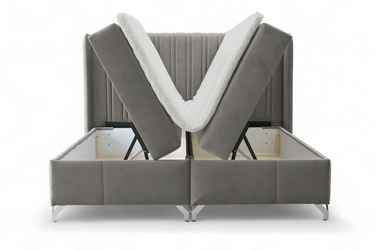 BOXBETT Damien - Dunkelgrau, Holzwerkstoff/Textil (120/200cm) - Fun Möbel