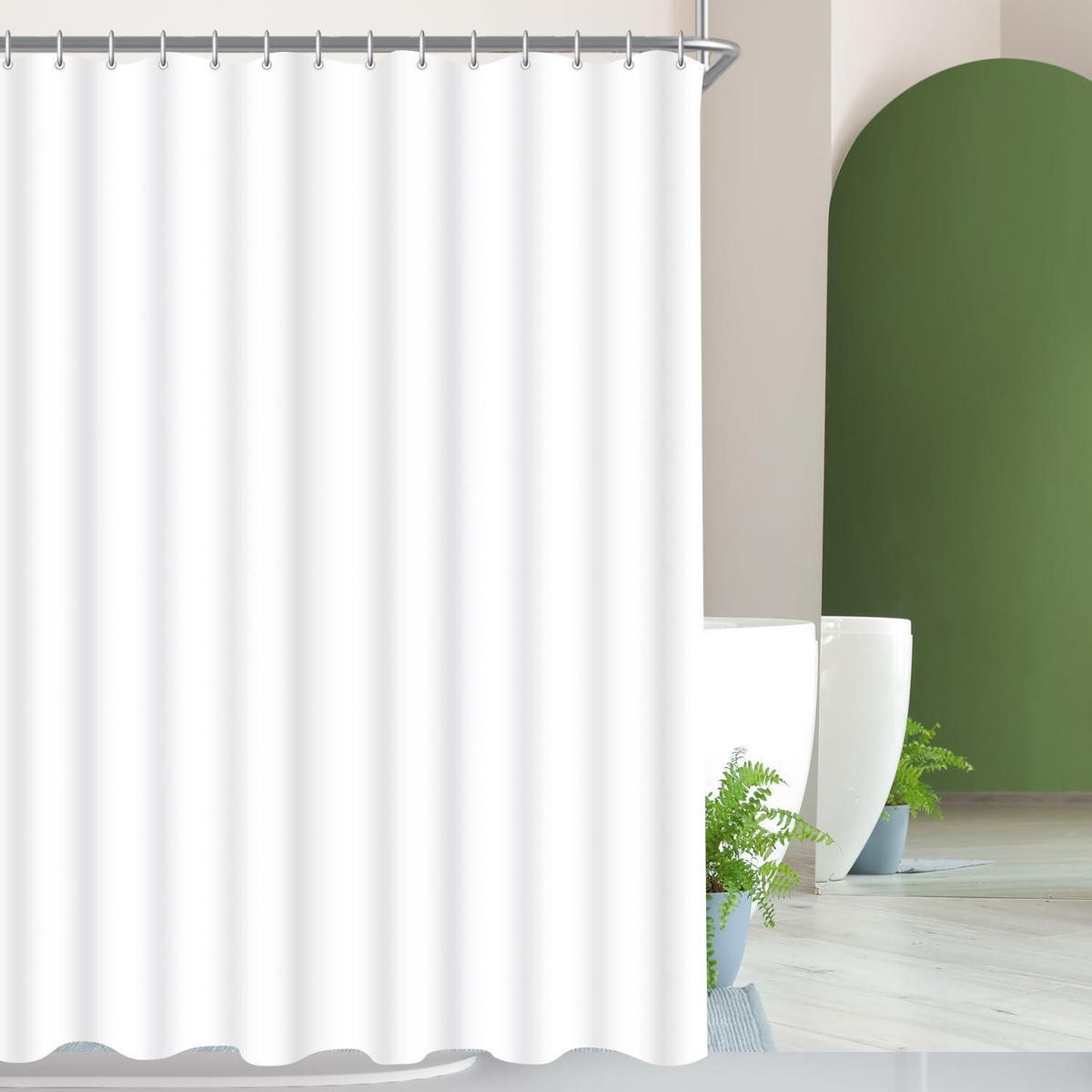 DUSCHVORHANG Reinweiß 100 x 200 cm mit beschwertem Saum - Weiß, Textil (100/200cm)