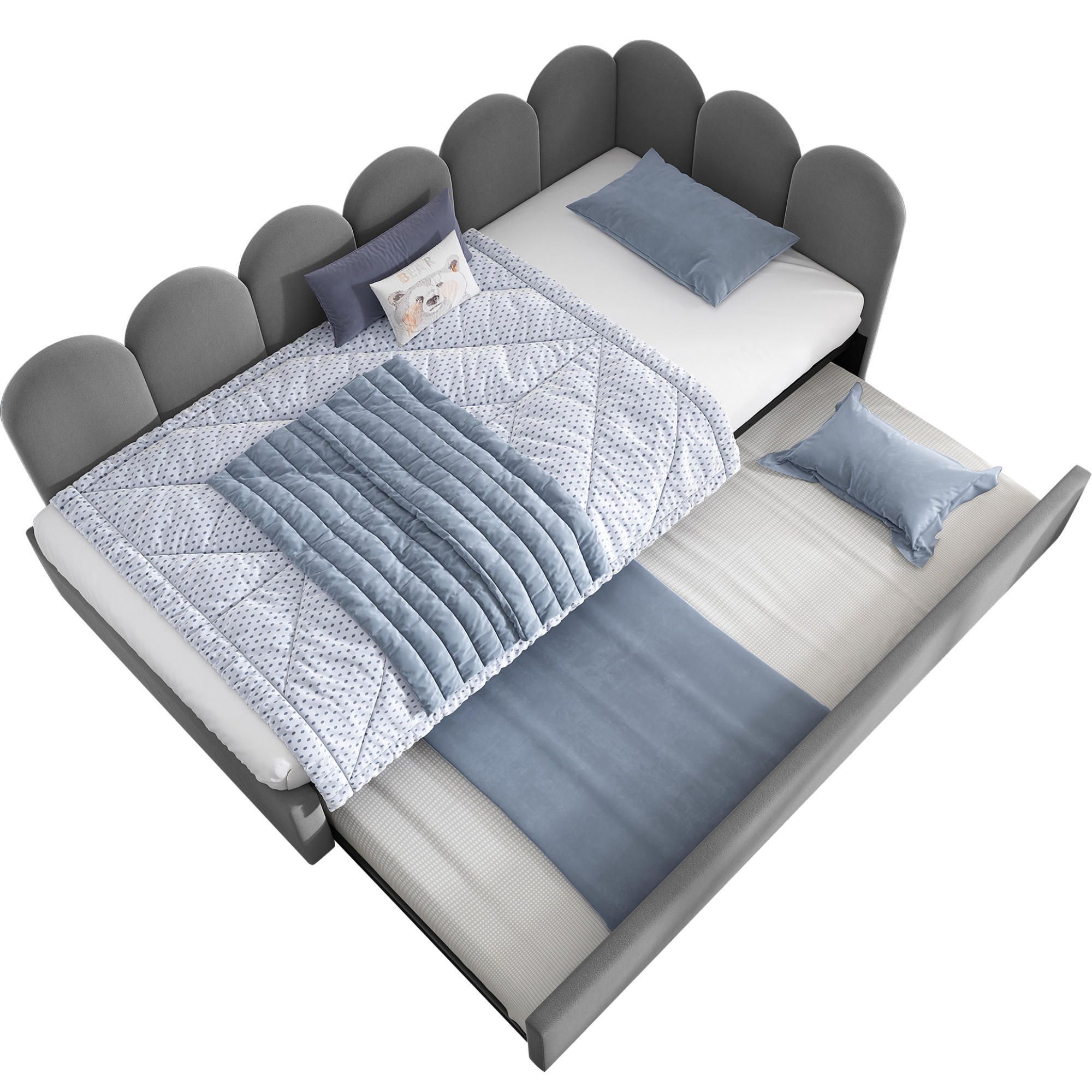 TAGESBETT 90/200 cm Ausziehbett 90/190 cm Samt Grau - Grau, Textil - OKWISH