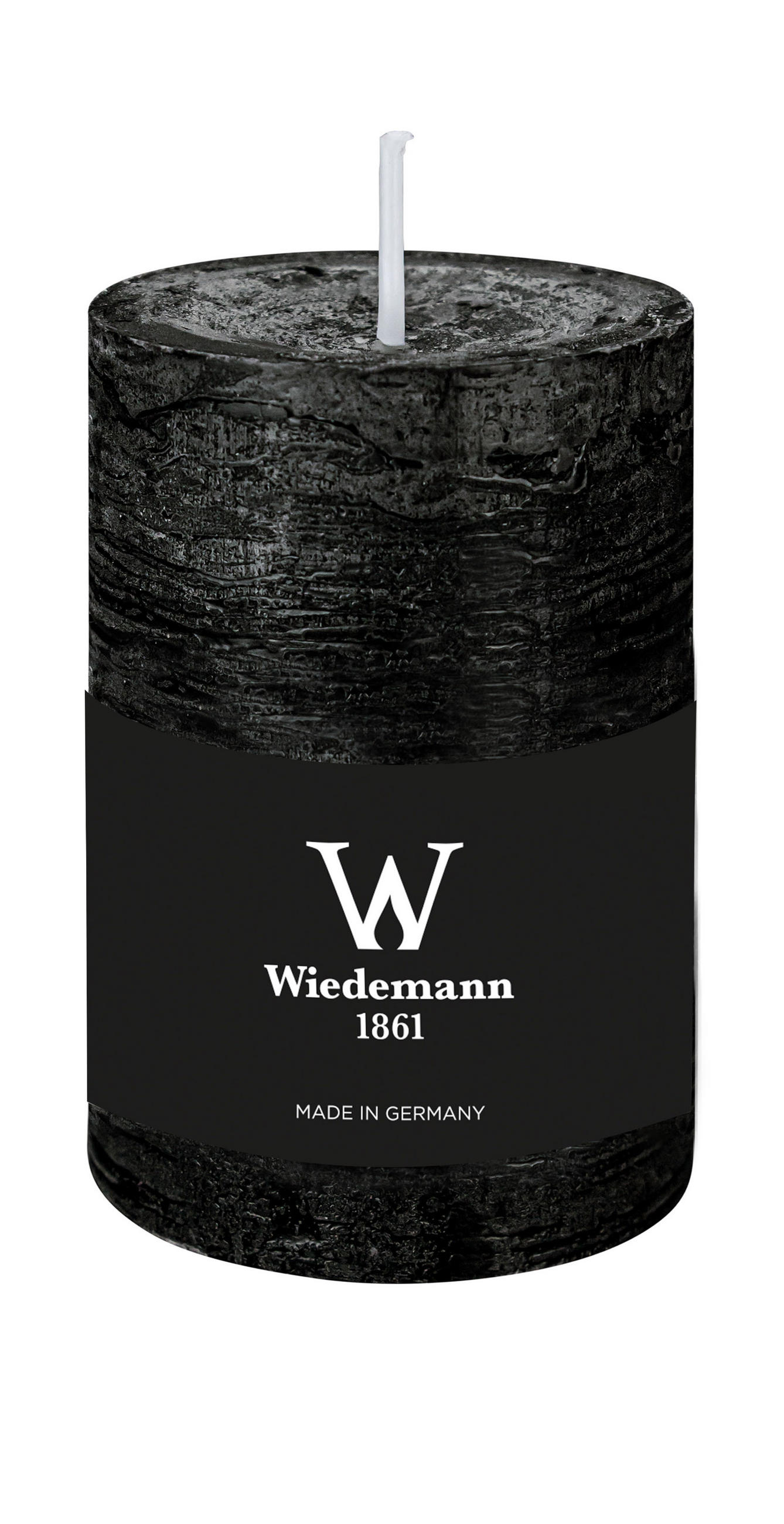 STUMPENKERZE Rustik Marble Style Schwarz 100 x Ø 68 mm, 1 Stück - Schwarz, Paraffin (10cm) - Wiedemann Kerzen