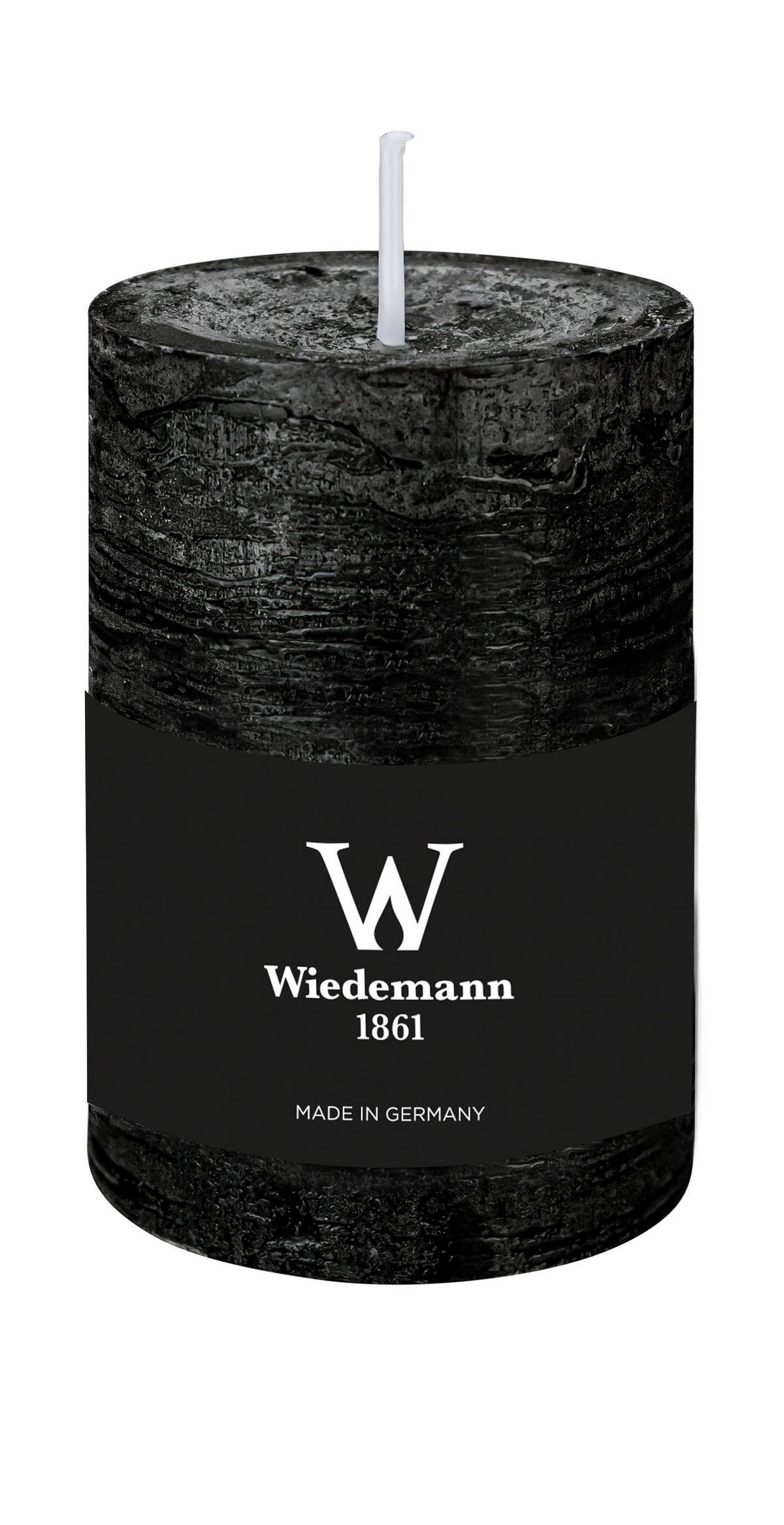 STUMPENKERZE Rustik Marble Style Schwarz 100 x Ø 68 mm, 1 Stück - Schwarz, Paraffin (10cm) - Wiedemann Kerzen