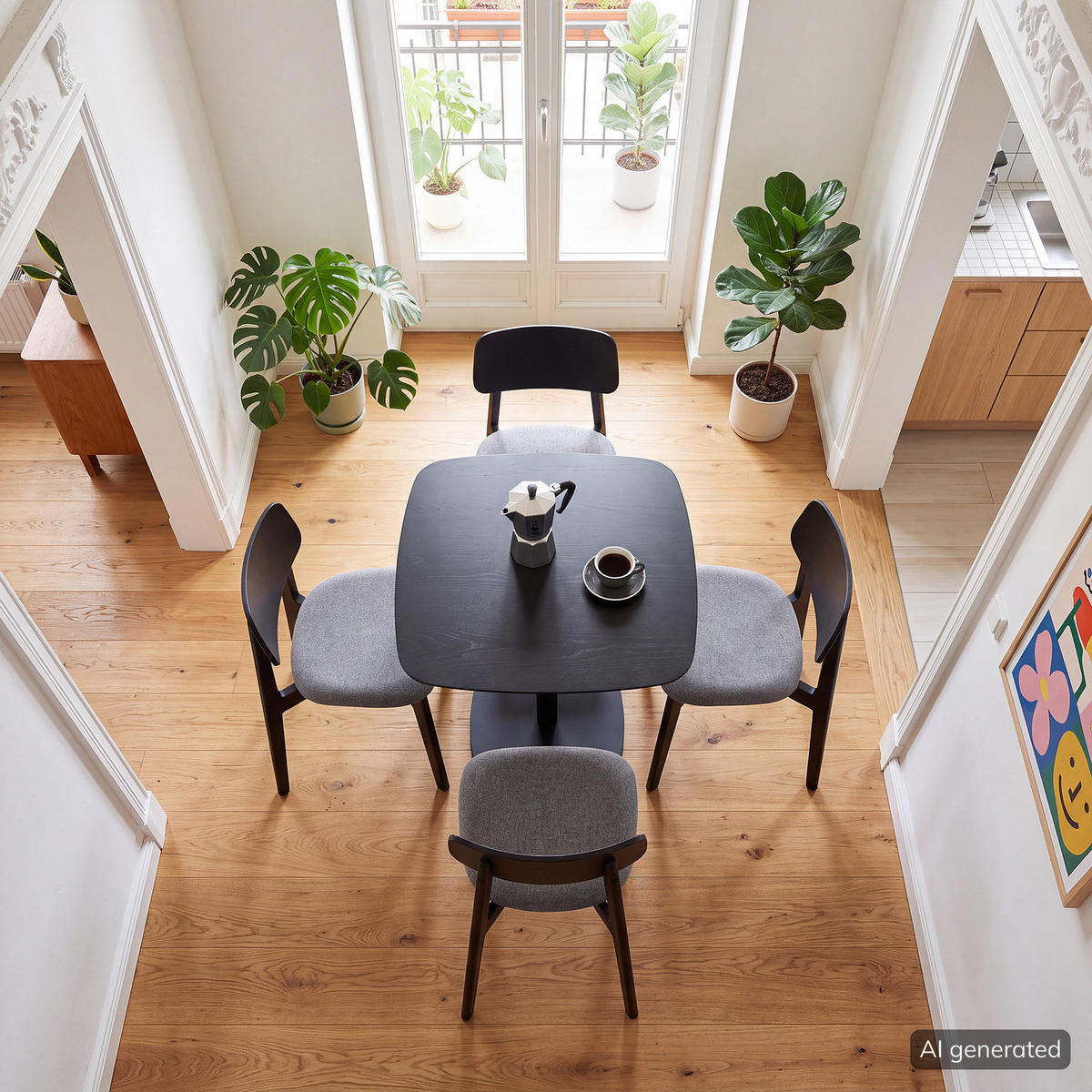 BISTROTISCH - Holzwerkstoff / Metall - Eichefarben, Holzwerkstoff/Metall (60/60/74cm) - home24