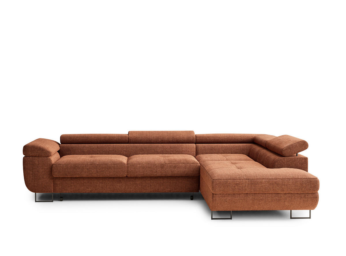 ECKSOFA Concord Kupferfarbe Chenille-Stoff - Rechts Seite - Schwarz/Kupferfarben, Holz/Holzwerkstoff (277/203cm) - Maison de Reve