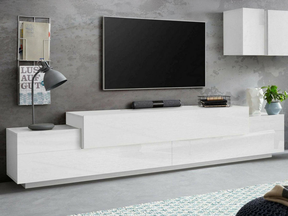 FERNSEHSCHRANK Glänzendes Weiß 45/240/52 cm - Weiß, Holzwerkstoff (240/52/45cm) - DMORA