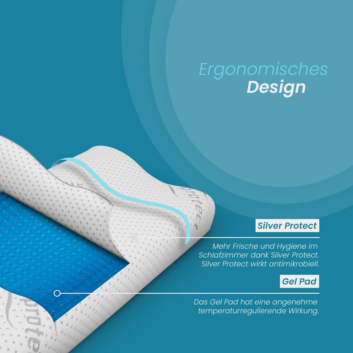 VISCOELASTISCHE Nackenkissen - Silver Protect 30x60 cm - Nackenstützkissen ( Gel ) - Weiß, Textil (30/60cm) - Bestlivings