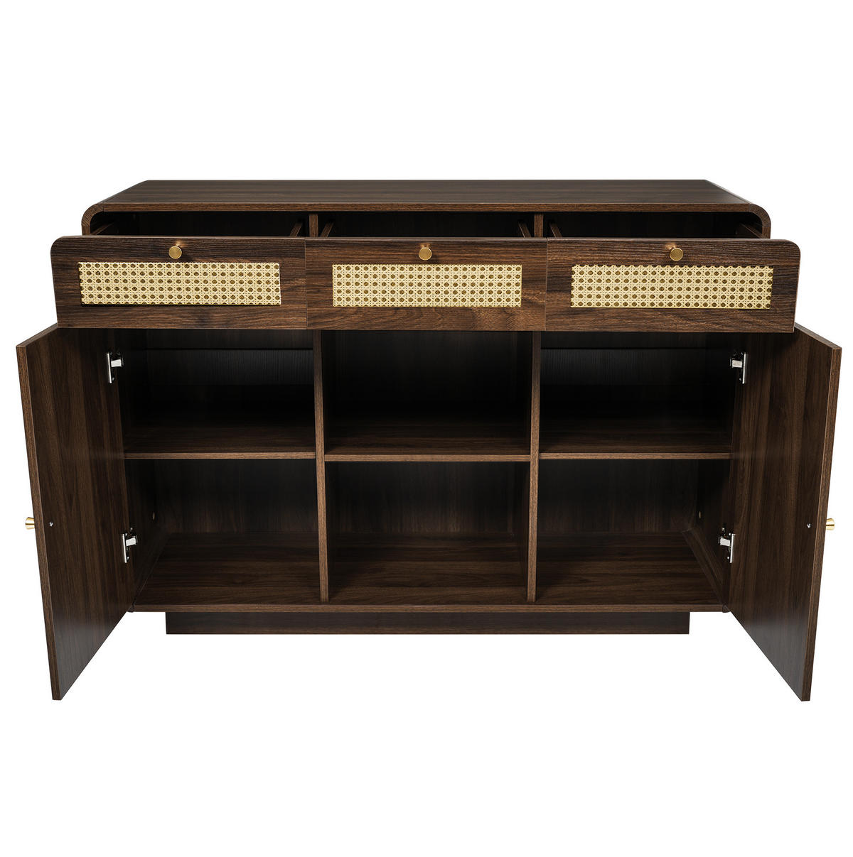SIDEBOARD 120/40/85 cm aus MDF und Spanplatte mit Rattanfronten Nussbaum - Walnussfarben, Holzwerkstoff (120/85/40cm) - Modenvie