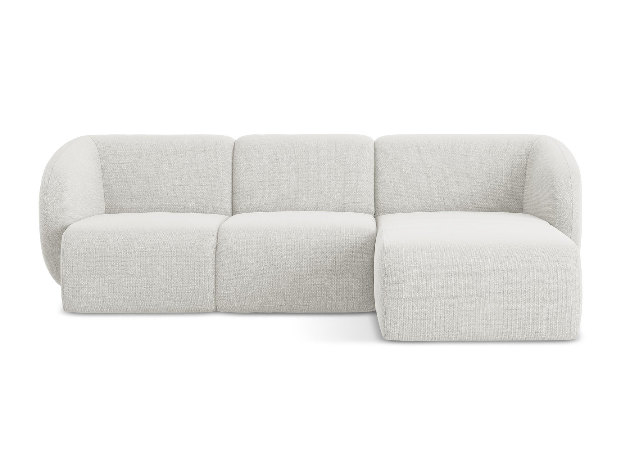 ECKSOFA Rechts Bouclé Stoff Weiß - Schwarz/Weiß, Holzwerkstoff/Kunststoff (248/166cm) - Makamii