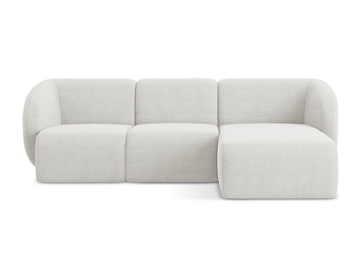 ECKSOFA Rechts Bouclé Stoff Weiß - Schwarz/Weiß, Holzwerkstoff/Kunststoff (248/166cm) - Makamii