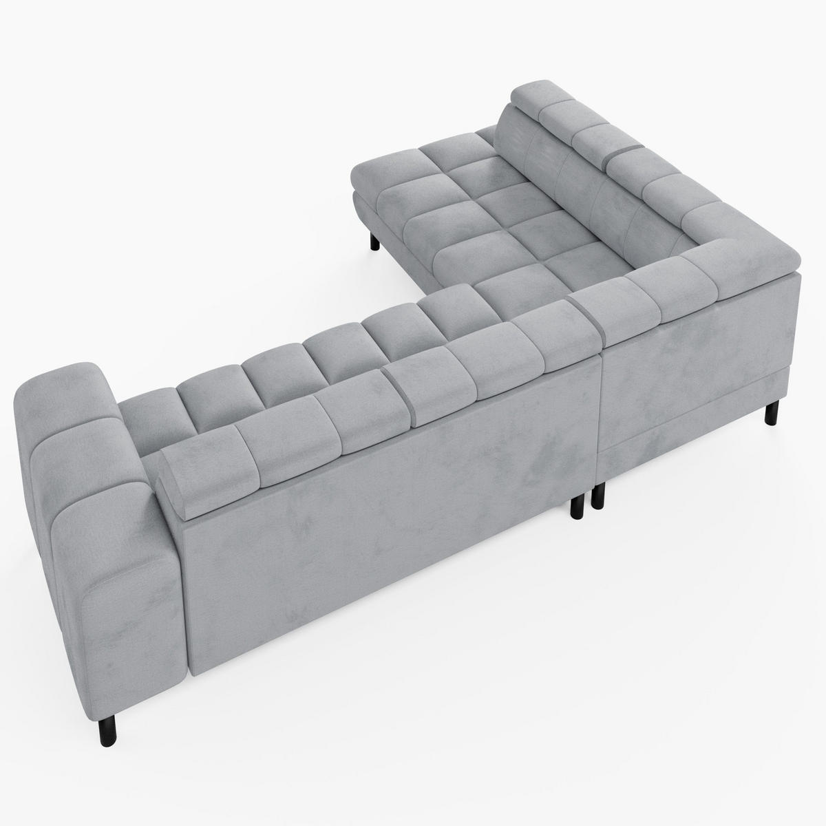 ECKSOFA CANDY CANE Links Hellrosa Velours-Stoff mit Schlaffunktion und Bettkasten - Pink, Textil (264/192cm) - Barchello