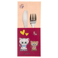 BESTECKHÜLLE KATZE, Filz, rosa, 21 x 9 cm - Pink, Textil (1cm) - Orion 