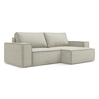 ECKSOFA mit Schlaffunktion Strukturstoff Stoff Beige - Beige/Creme, Kunststoff/Textil (257/148cm) - Makamii