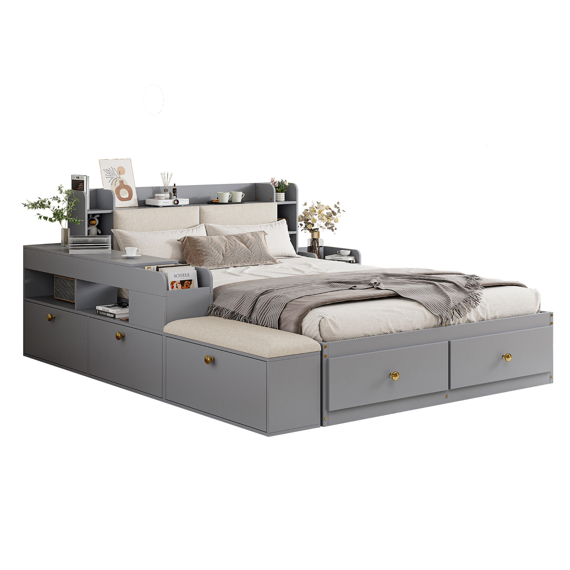 Wishdor Bett Grau 140x200 cm