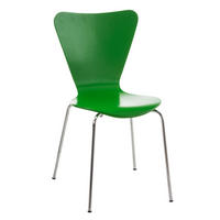 BESUCHERSTUHL Calisso mit Holzsitz und Metallgestell, Farbe: Grün - Chromfarben/Grün, Holz/Metall (42/85/47cm) - TPFLiving