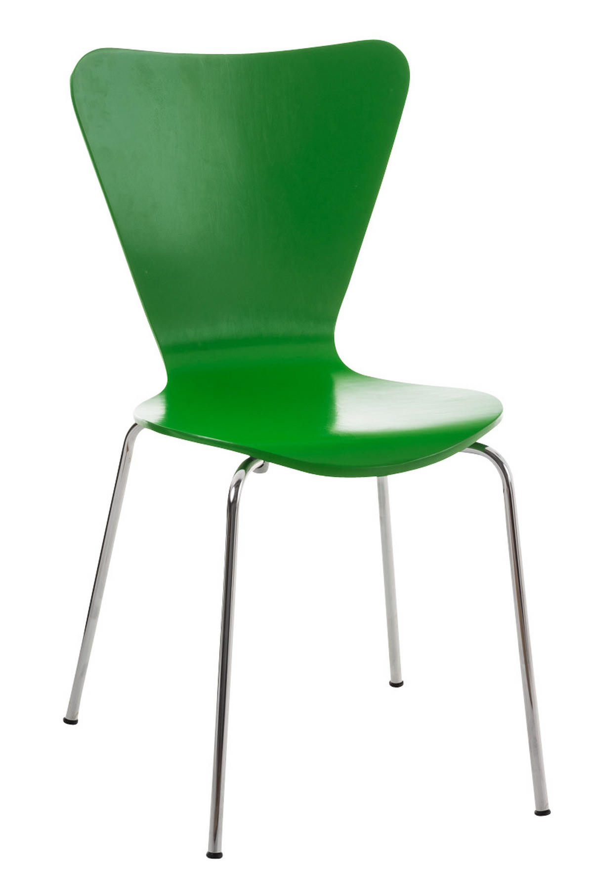 BESUCHERSTUHL Calisso mit Holzsitz und Metallgestell, Farbe: Grün - Chromfarben/Grün, Holz/Metall (42/85/47cm) - TPFLiving