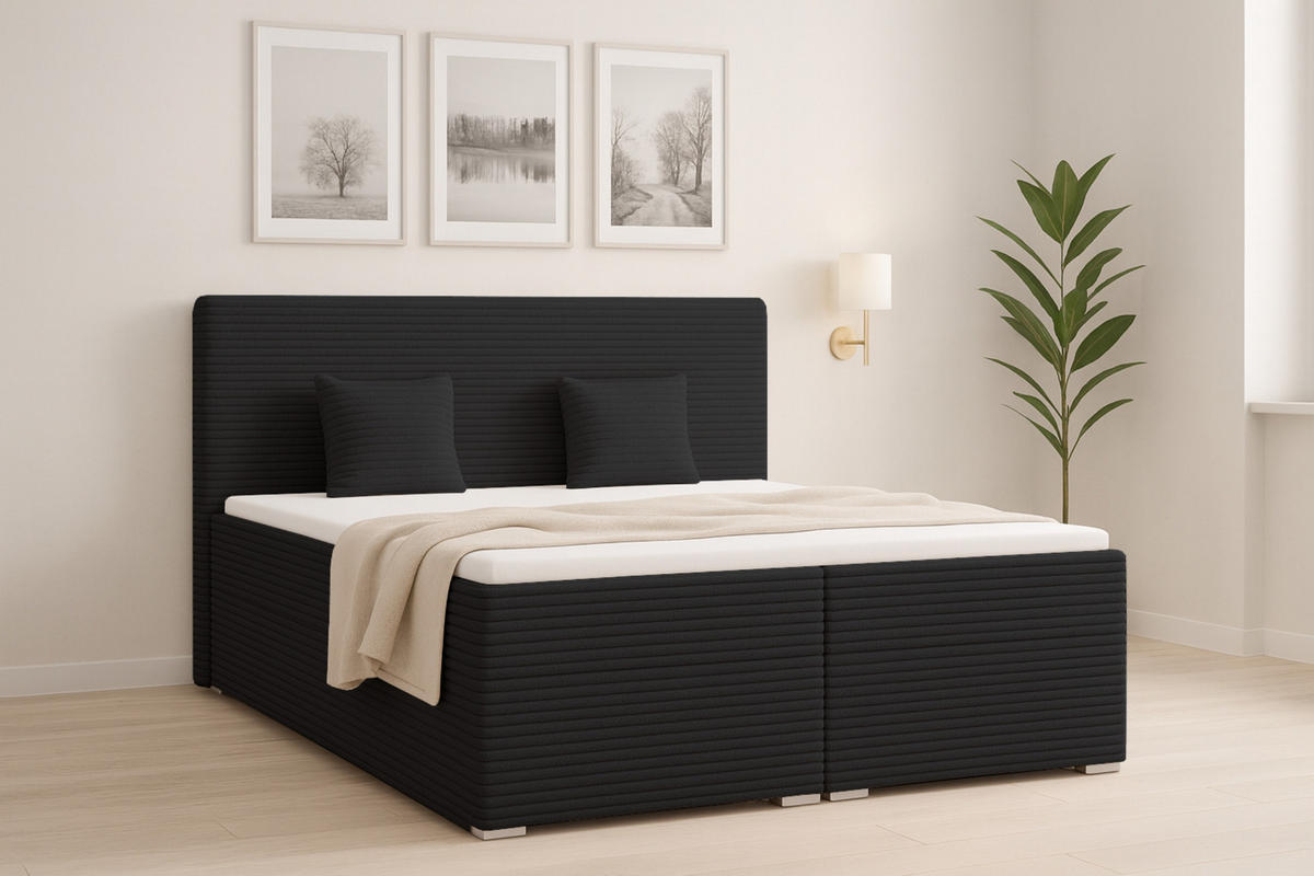 BOXBETT DUBAI 200/200 in Schwarz H3 - Schwarz, Holz/Holzwerkstoff (200/200cm) - Deine Möbel 24