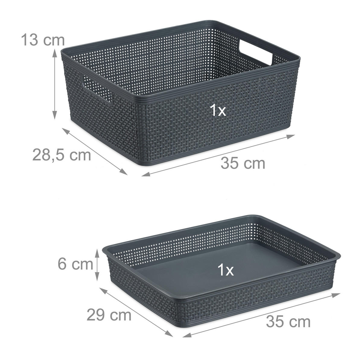 10-DIELNY zásuvkový organizér - sivá, plast (35/13/28.5cm) - Relaxdays