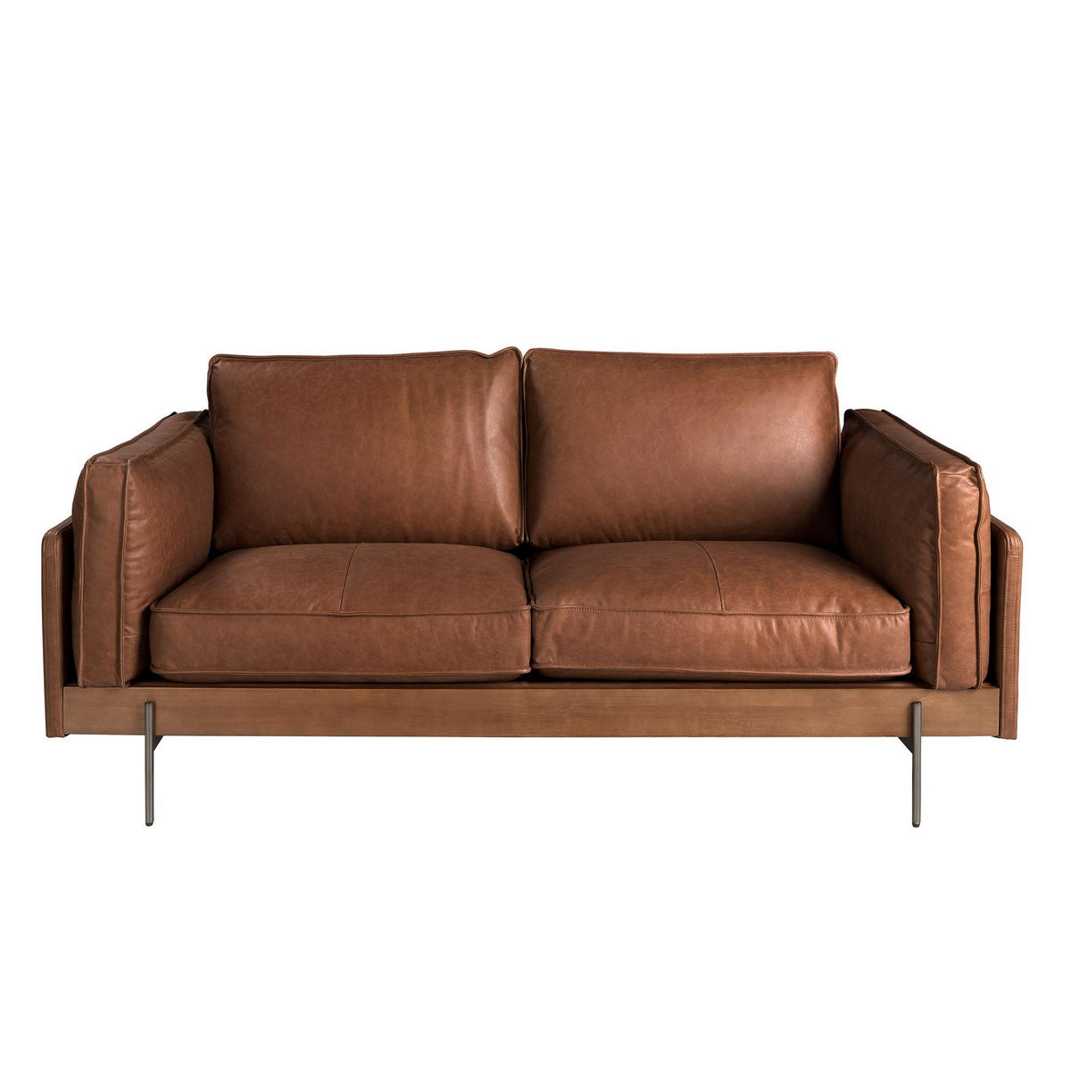 SOFA 2-Sitzer-Sofa in Leder tabakbraun 184/86/79 cm - Braun, Leder (184/79/86cm) - ANGEL CERDA