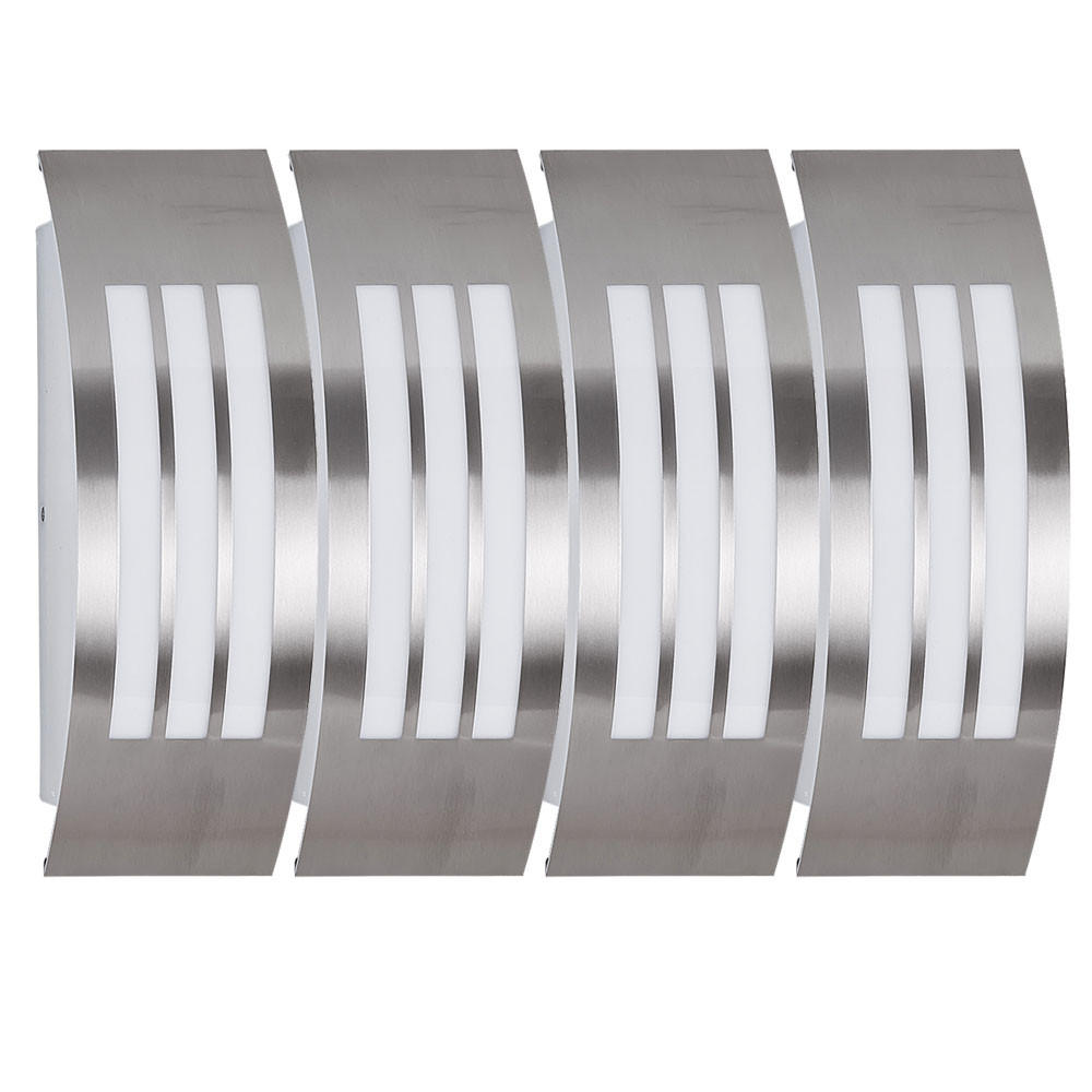 WANDLAMPE Metall Silber Kunststoff Weiß 4er Set - Silberfarben, Kunststoff (31.8/9/10cm)