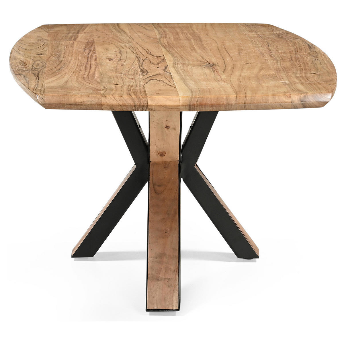 COUCHTISCH - Akazie massiv - 110 cm - Schwarz/Akaziefarben, Holz/Metall (70/110/45cm) - home24