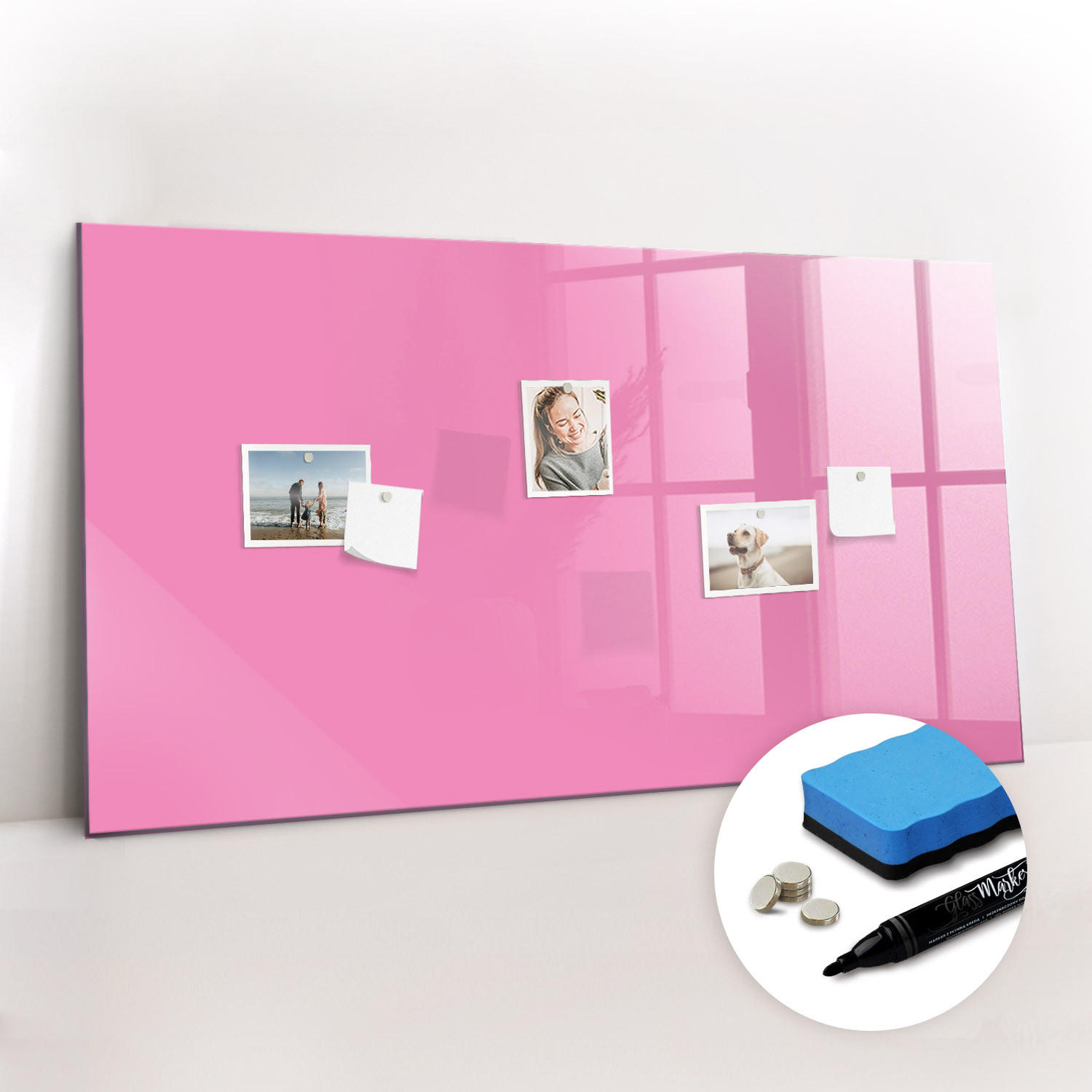 MAGNETTAFEL 120x60 Rosa schwarzer Marker - Pink, Glas (120/0.4/60cm) - TULUP