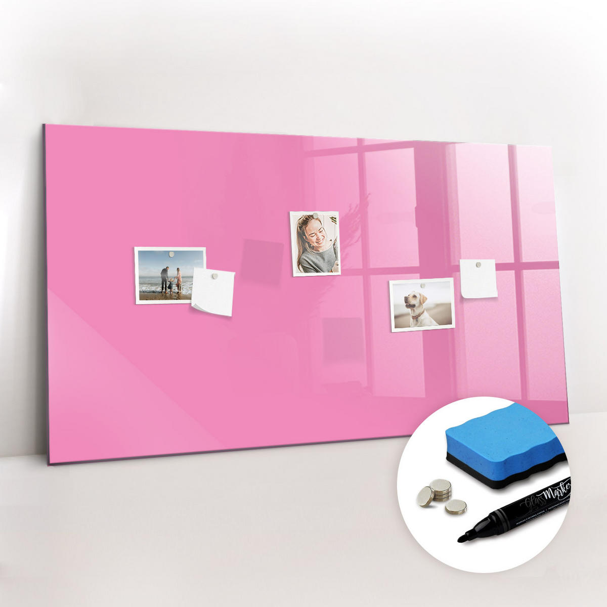 MAGNETTAFEL 120x60 Rosa schwarzer Marker - Pink, Glas (120/0.4/60cm) - TULUP
