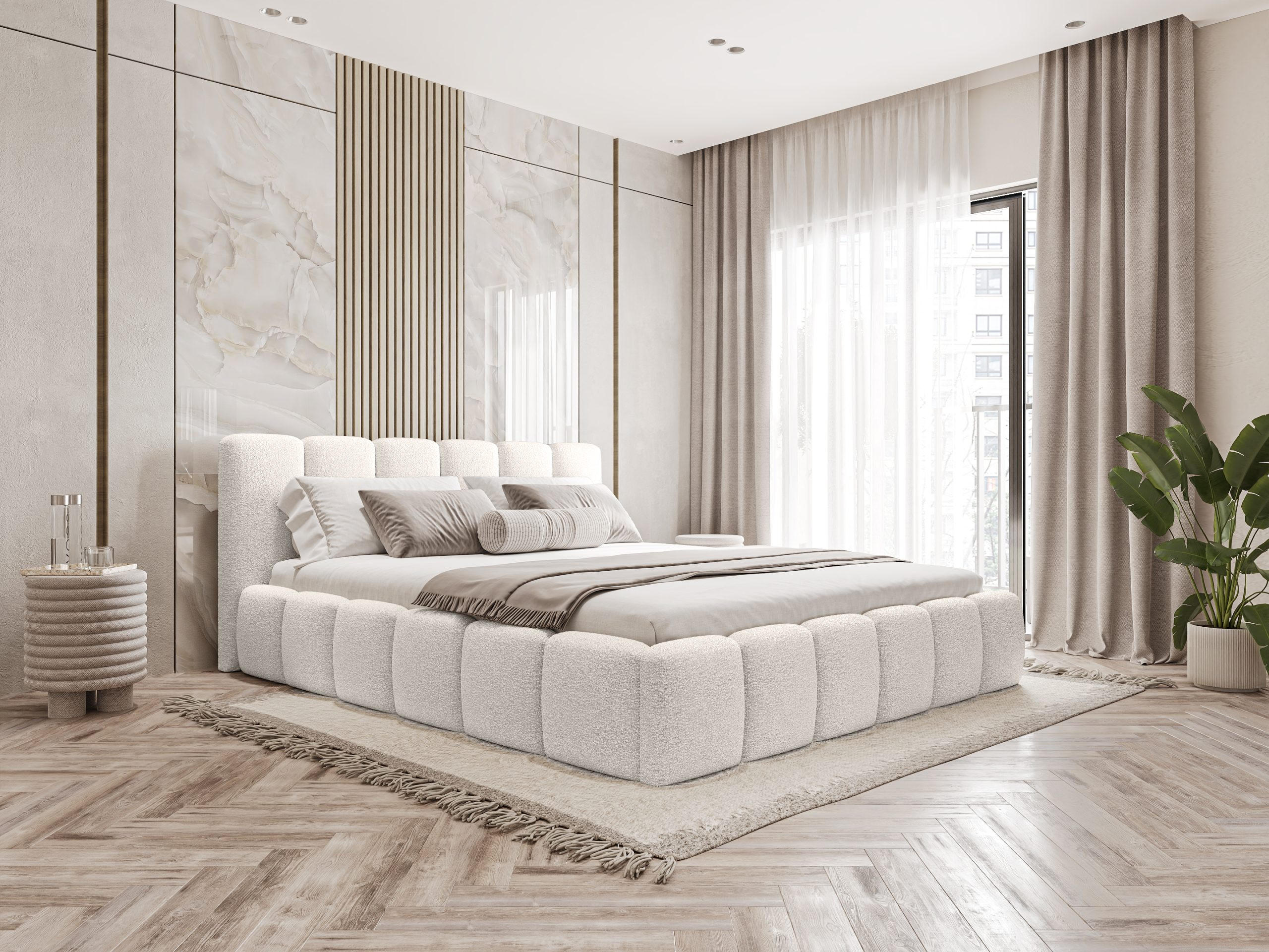 POLSTERBETT Lukhi 200x200 cm, Weiß - Weiß, Textil (200/200cm) - Fedve