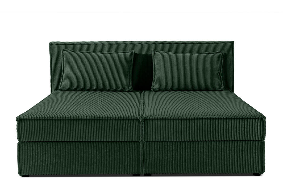 BOXSPRINGBETT ROTI mit Stauraum, dunkelgrün - Dunkelgrün/Schwarz, Holz/Holzwerkstoff (180/200cm) - KONSIMO®