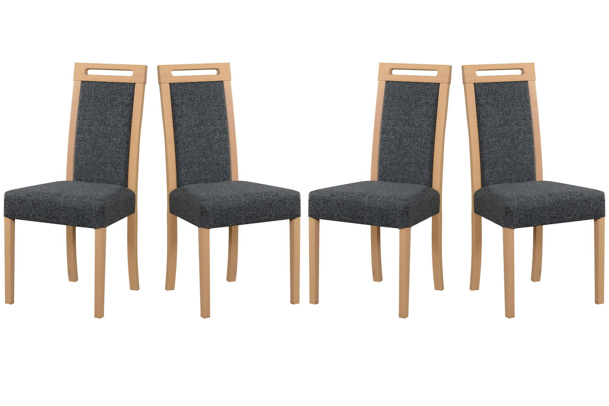 ESSZIMMERSTUHL - Set 4x Roma 5, sonoma, hygge 96  - Dunkelgrau/Sonoma Eiche, Holz (45/96/41cm) - Leaf Design