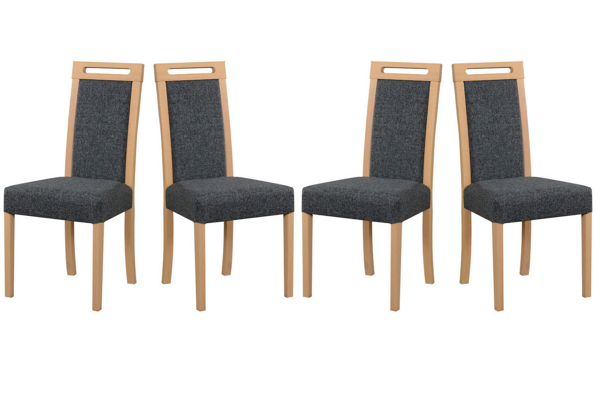 ESSZIMMERSTUHL - Set 4x Roma 5, sonoma, hygge 96  - Dunkelgrau/Sonoma Eiche, Holz (45/96/41cm) - Leaf Design