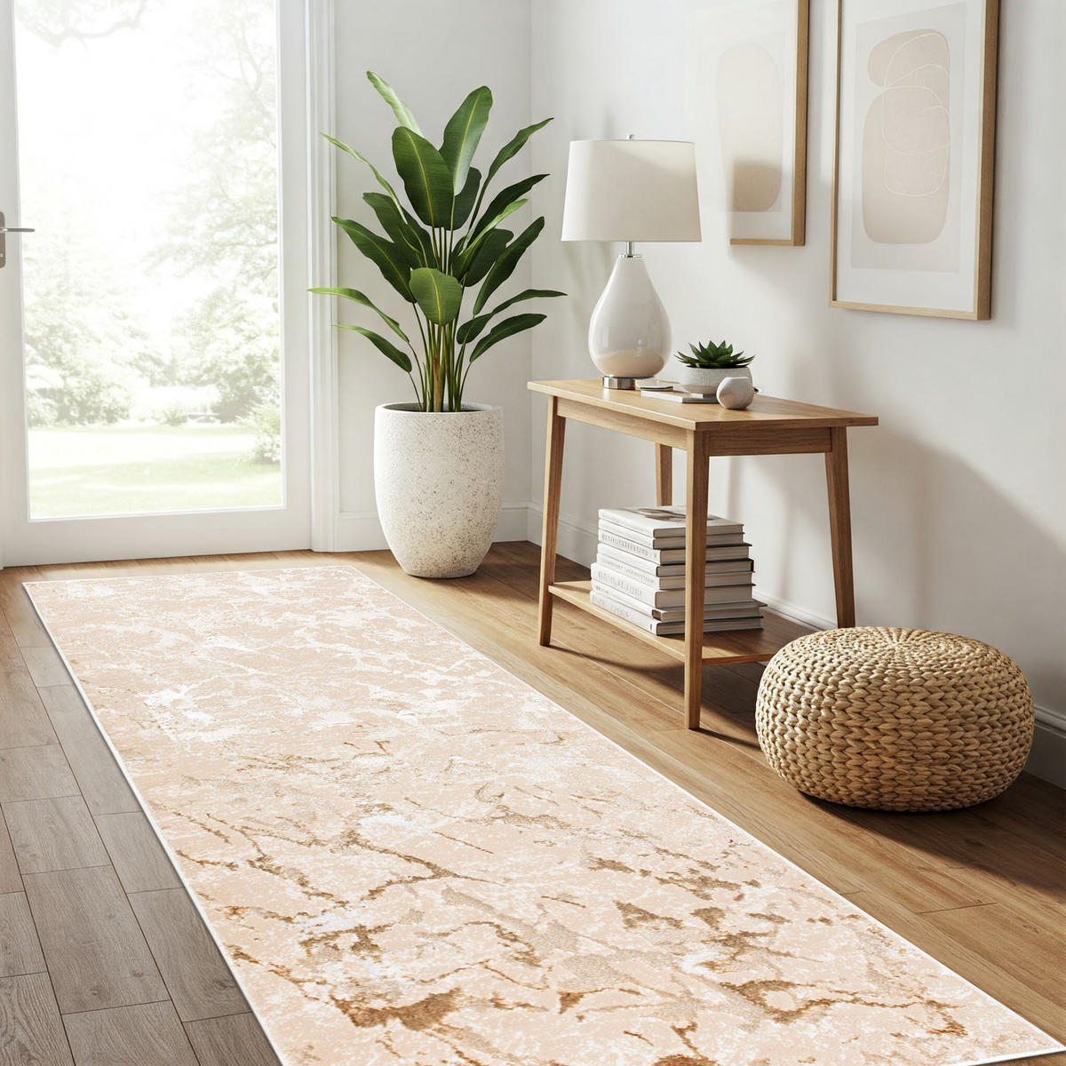 TEPPICHLÄUFER CRYSTAL beige abstrakt 120/300 cm - Beige, Textil (120/300cm) - Tapiso