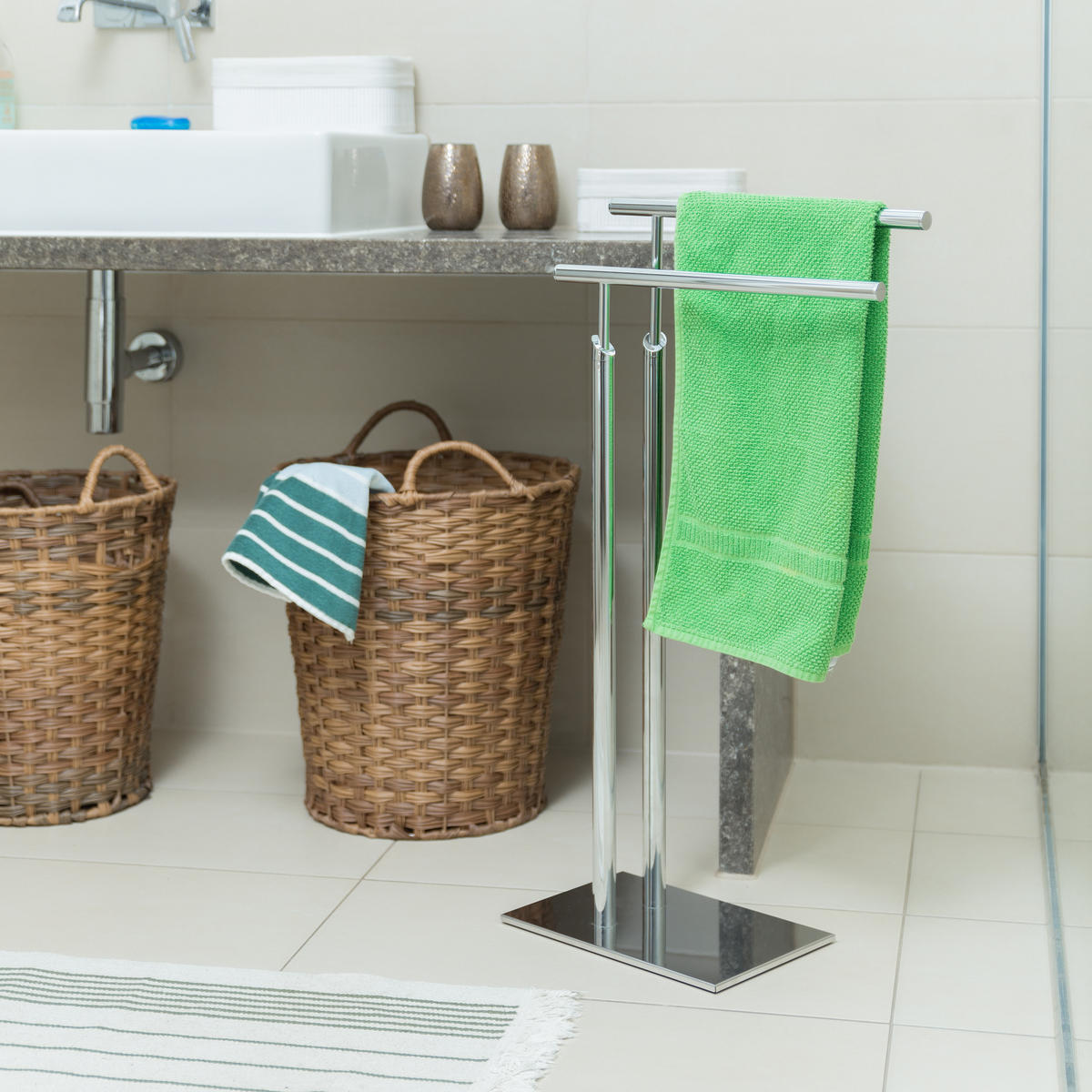 HANDTUCHHALTER - Silberfarben, Metall (30/78/20cm) - Relaxdays