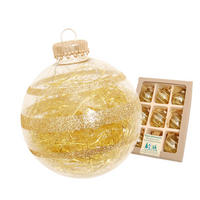 CHRISTBAUMKUGELN Glitterstreifen mit Tinsel Goldfarbig 7cm (Glas / 9 Stk.) - Goldfarben, Glas (7/7/7cm) - Krebs Glas Lauscha