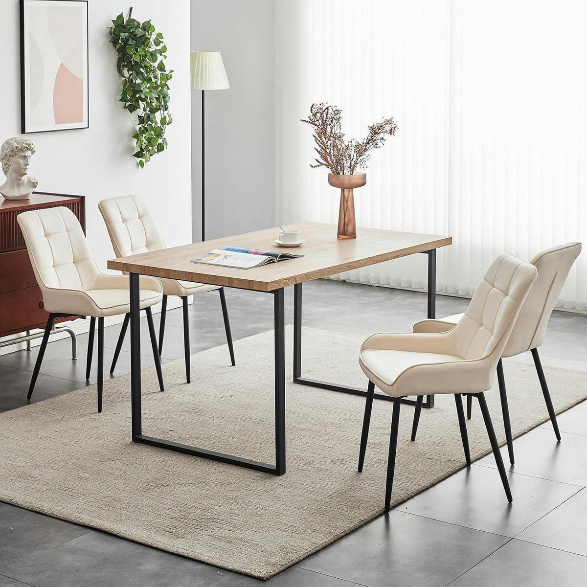 ESSZIMMERSTÜHLE 2er Set Samt Creme - Creme, Textil (48.5/83/40cm)