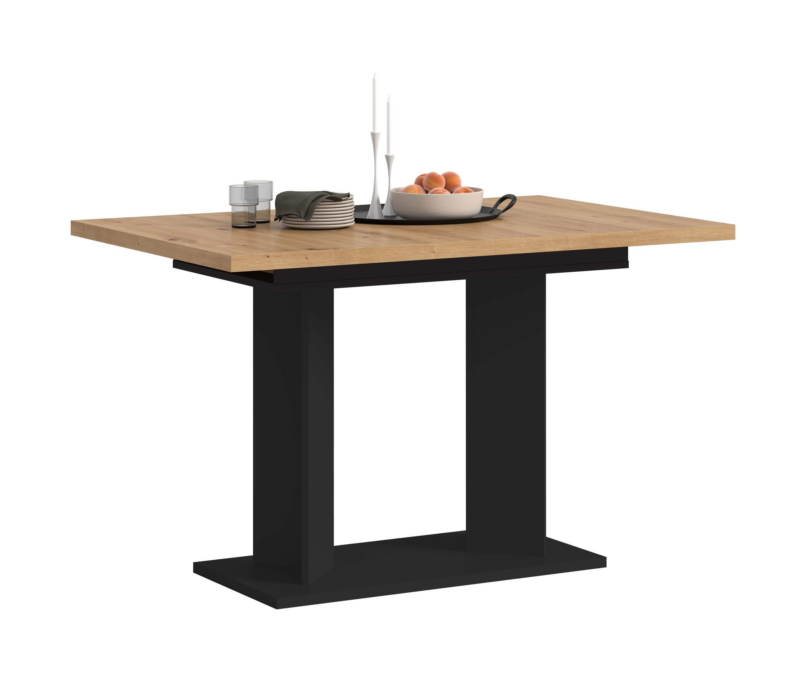 ESSTISCH GUSTAV (B/H/T: ca. 160/76/80 cm) in schwarz/Artisan Eiche Nachbildung - Schwarz, Holzwerkstoff (80/160/76cm)