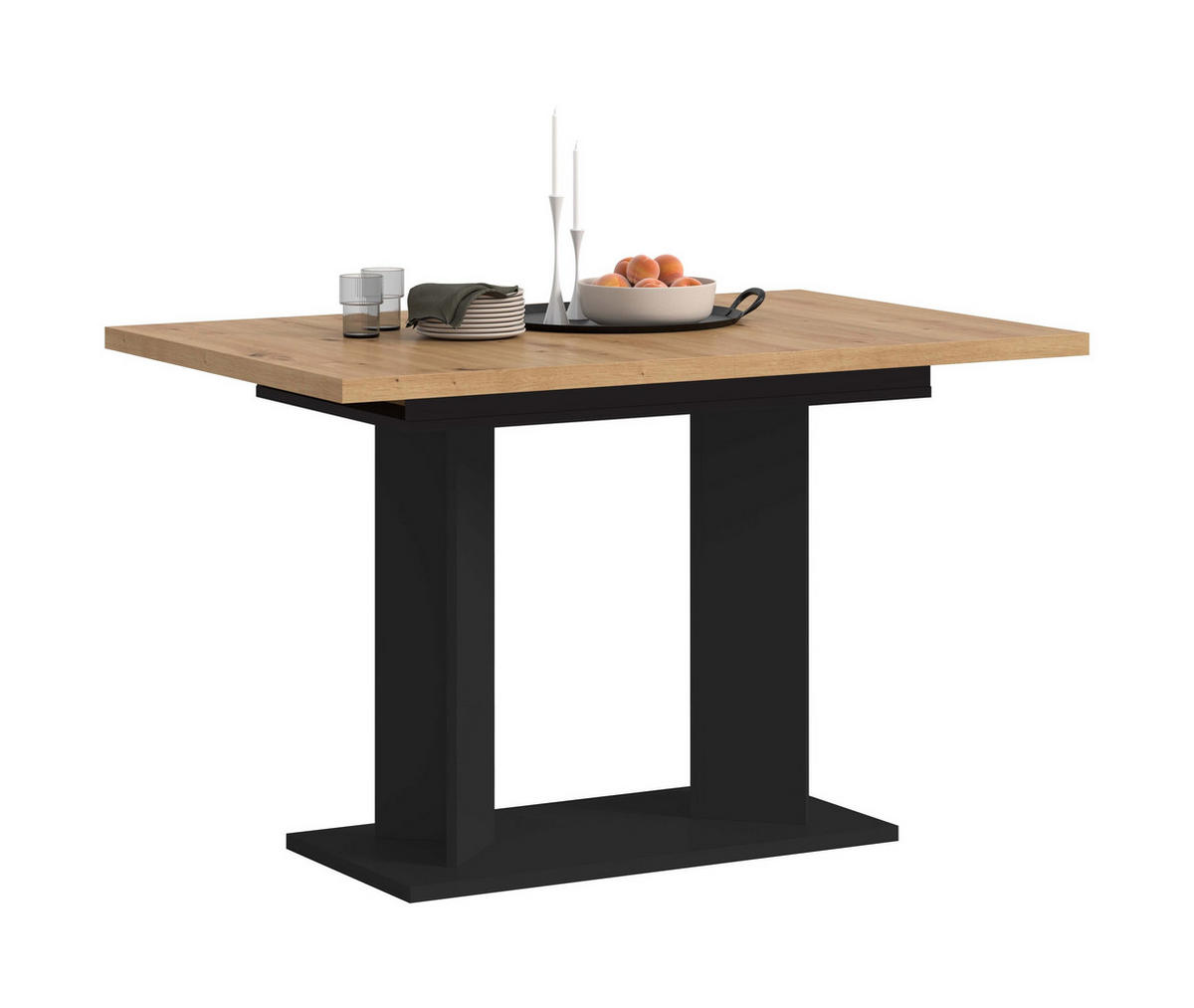 ESSTISCH GUSTAV (B/H/T: ca. 160/76/80 cm) in schwarz/Artisan Eiche Nachbildung - Schwarz, Holzwerkstoff (80/160/76cm)