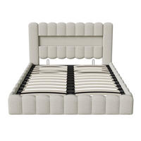 POLSTERBETT 140x200 cm Bubble Design LED USB Stauraum beige - Beige, Holz (140/200cm) - LEBENLANG