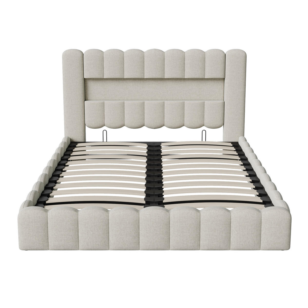 POLSTERBETT 180x200 cm, Beige, mit USB & LED - Beige, Textil/Metall (180/200cm)