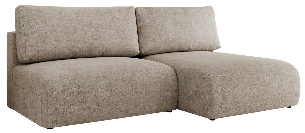 ECKSCHLAFSOFA VIVO L Beige Struktur - rechts - Beige/Schwarz, Kunststoff/Textil (150/223cm) - MKS