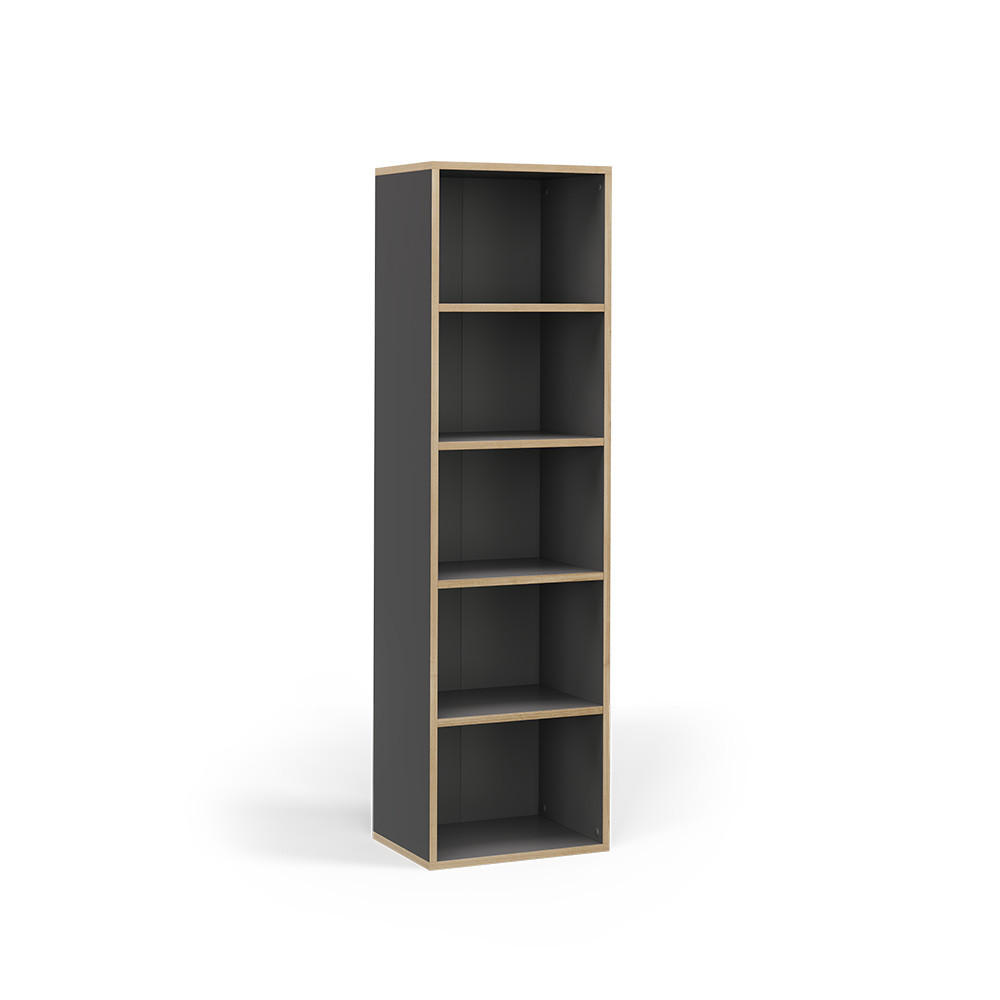 BÜCHERREGAL Tetrix Anthrazit 40 x 140 cm mit 5 Fächern - Anthrazit/Beige, Holzwerkstoff (40/140/30cm) - Vicco