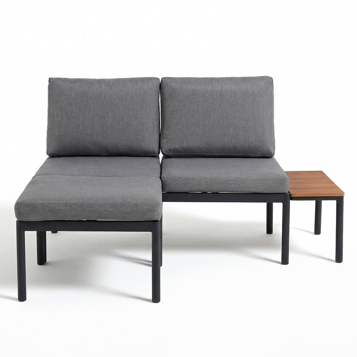 LOUNGESET - 3-teilig - Aluminium - Grau - Grau, Kunststoff/Textil - home24